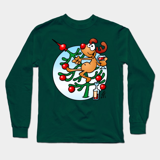 Reindeer in a Christmas tree Long Sleeve T-Shirt by Cardvibes